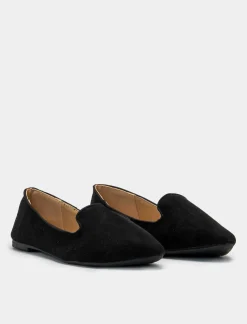 Piazza Italia Ballerina in microfibra con linguetta - Nero Discount