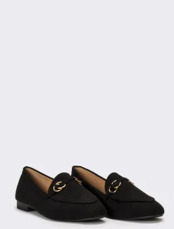 Piazza Italia Ballerina in microfibra nera con accessorio dorato - Nero Cheap