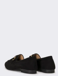 Piazza Italia Ballerina in microfibra nera con accessorio dorato - Nero Cheap