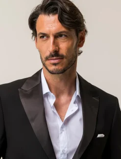 Piazza Italia Blazer da smoking con colletto a revers in raso - Nero New