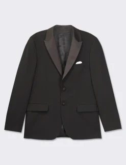 Piazza Italia Blazer da smoking con colletto a revers in raso - Nero New