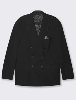 Piazza Italia Blazer doppio petto in tessuto strutturato formal fit - Nero Discount