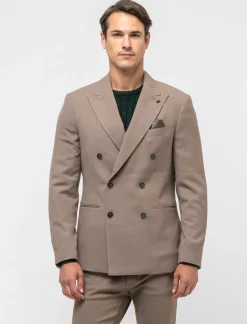 Piazza Italia Blazer doppio petto in tessuto strutturato formal fit - tortora Grigio Cheap