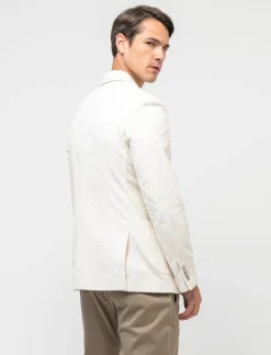 Piazza Italia Blazer doppio petto in velluto, formal fit con rever classico - ecru Beige Cheap