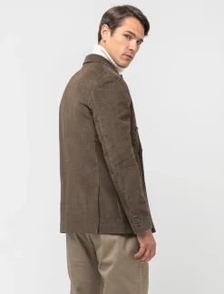 Piazza Italia Blazer doppio petto in velluto, formal fit con rever classico - kaki Verde Cheap