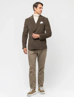 Piazza Italia Blazer doppio petto in velluto, formal fit con rever classico - kaki Verde Cheap