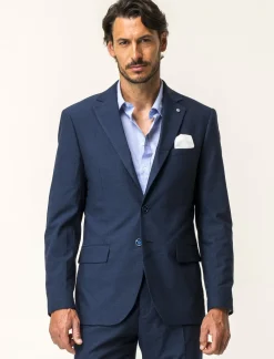 Piazza Italia Blazer formal fit con colletto a revers classici e tasca a filetto completa di pochette a contrasto - Blu Fashion