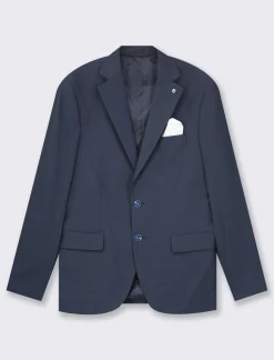 Piazza Italia Blazer formal fit con colletto a revers classici e tasca a filetto completa di pochette a contrasto - Blu Fashion