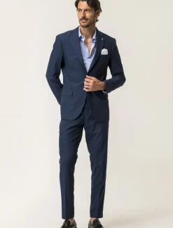 Piazza Italia Blazer formal fit con colletto a revers classici e tasca a filetto completa di pochette a contrasto - Blu Fashion
