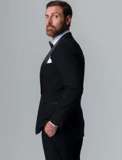 Piazza Italia Blazer formal fit con rever sciallato modello Smoking. - Nero Best