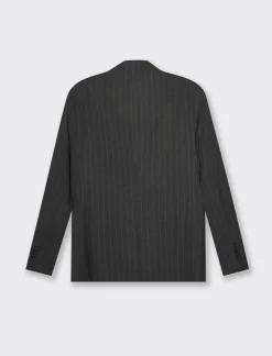 Piazza Italia Blazer in tessuto fantasia gessata con colletto a revers classici - Antracite melange Grigio Online