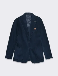 Piazza Italia Blazer in velluto, formal fit con rever classico - Blu Best Sale