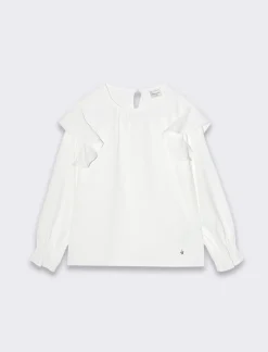 Piazza Italia Blusa con rouches sul giro manica e polsino elastico - sporco Bianco Best Sale