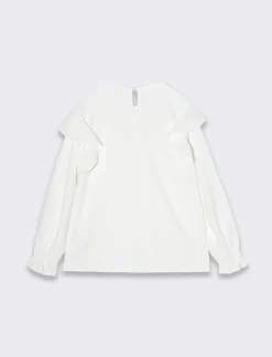 Piazza Italia Blusa con rouches sul giro manica e polsino elastico - sporco Bianco Best Sale