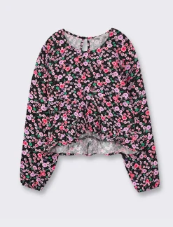 Piazza Italia Blusa elegante in viscosa con stampa all over e balza asimmetrica sul davanti con apertura a goccia - Fantasia Multicolore Best Sale