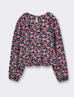 Piazza Italia Blusa elegante in viscosa con stampa all over e balza asimmetrica sul davanti con apertura a goccia - Fantasia Multicolore Best Sale