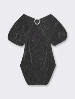 Piazza Italia Body da bambina con accessorio a cuore con strass sulla schiena - Nero Best