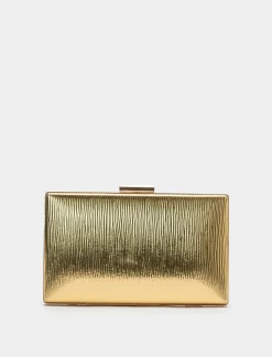 Piazza Italia Borsa da donna clutch in pvc effetto plissè con tracolla a catena - Oro Cheap