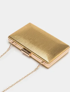Piazza Italia Borsa da donna clutch in pvc effetto plissè con tracolla a catena - Oro Cheap