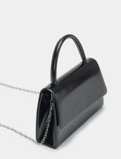 Piazza Italia Borsa da donna con manico tubolare e tracolla - Nero Clearance