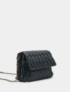 Piazza Italia Borsa da donna goffrata con patta e tracolla - Nero New