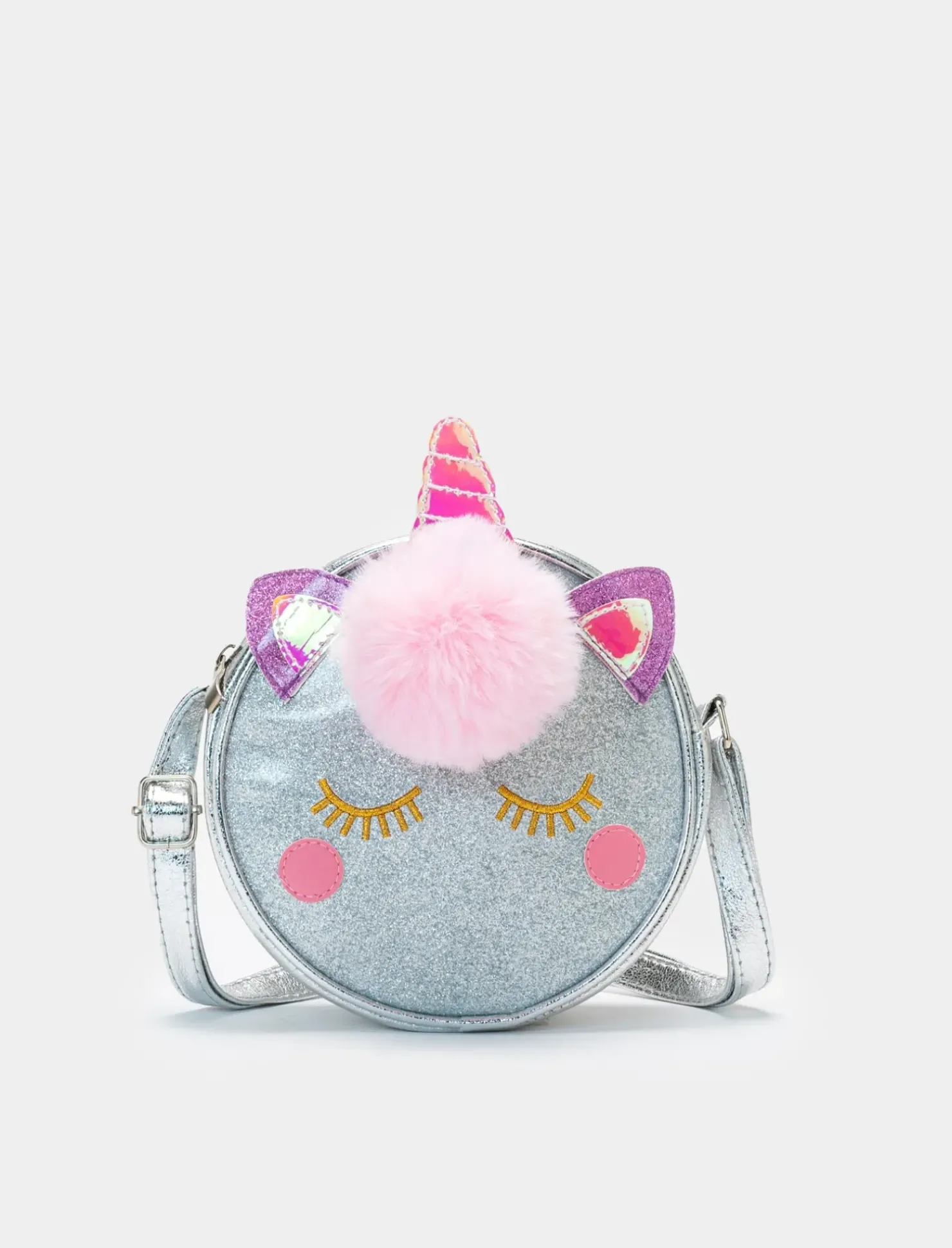 Piazza Italia Borsa tonda unicorno da bambina con pon pon - Argento Hot