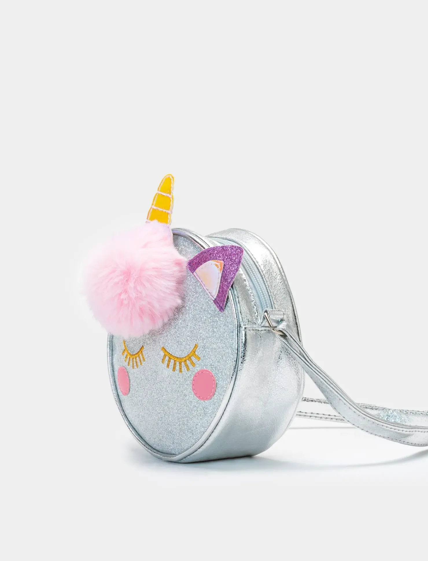 Piazza Italia Borsa tonda unicorno da bambina con pon pon - Argento Hot