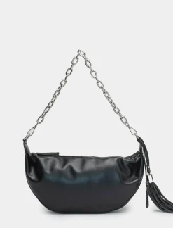 Piazza Italia Borsetta mezzaluna con tracolla catena - Nero Flash Sale