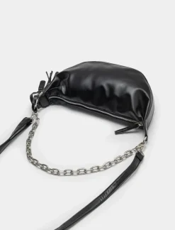 Piazza Italia Borsetta mezzaluna con tracolla catena - Nero Flash Sale