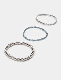 Piazza Italia Bracciale da donna con 3 fili elastici - Blu Discount