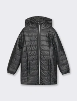 Piazza Italia Caldo giubbotto lungo da bambina imbottito con cappuccio - Nero Shop