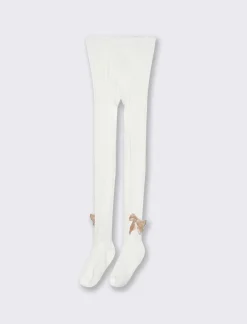 Piazza Italia Calze da bambina con fiocco - Bianco sporco Online