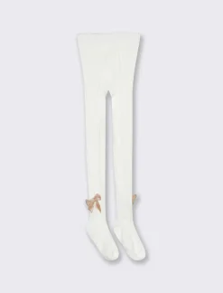 Piazza Italia Calze da bambina con fiocco - Bianco sporco Online