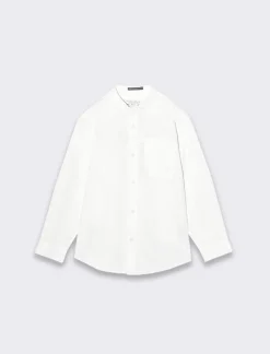 Piazza Italia Camicia 100% cotone modello coreano, con tasca e ricamo frontale. vestibilità regular - sporco Bianco Discount