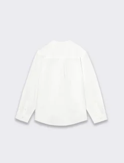 Piazza Italia Camicia 100% cotone modello coreano, con tasca e ricamo frontale. vestibilità regular - sporco Bianco Discount