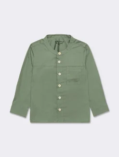 Piazza Italia Camicia 100% cotone stile coreano, con tasca e ricamo frontale. vestibilità regular - salvia Verde Cheap