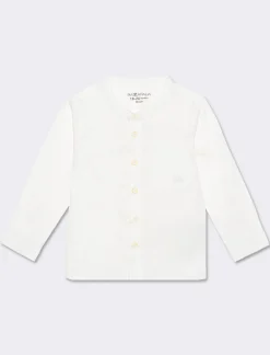 Piazza Italia Camicia 100% cotone stile coreano, con tasca e ricamo frontale. vestibilità regular - sporco Bianco Sale