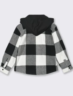 Piazza Italia Camicia a quadri in flanella con cappuccio in felpa e tascone sul davanti - Fantasia Outlet