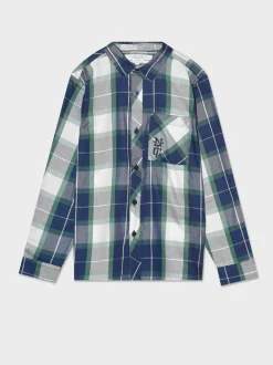 Piazza Italia Camicia a quadri manica lunga - Blu Cheap