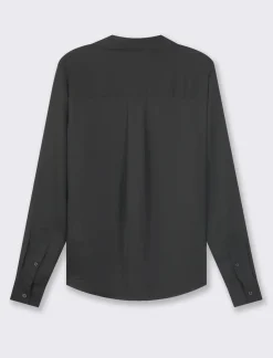 Piazza Italia Camicia basic vestibilità regual in tessuto georgette e scollo a V - Nero Discount