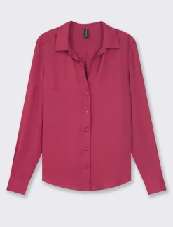 Piazza Italia Camicia basic vestibilità regual in tessuto georgette e scollo a V - india Rosso Flash Sale