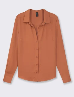 Piazza Italia Camicia basic vestibilità regual in tessuto georgette e scollo a V - coccio Marrone Cheap