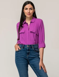 Piazza Italia Camicia basica con tasconi applicati e aletta su manica e spalle vestibilità regular - Viola Cheap