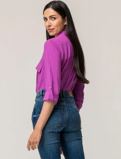 Piazza Italia Camicia basica con tasconi applicati e aletta su manica e spalle vestibilità regular - Viola Cheap