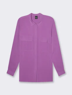 Piazza Italia Camicia basica con tasconi applicati e aletta su manica e spalle vestibilità regular - Viola Cheap