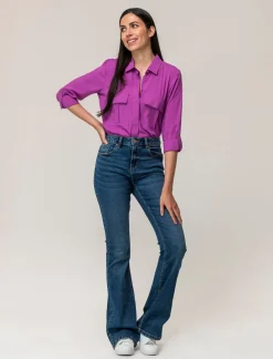 Piazza Italia Camicia basica con tasconi applicati e aletta su manica e spalle vestibilità regular - Viola Cheap