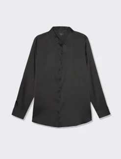 Piazza Italia Camicia basica regular con bottoni ricoperti in tessuto - Nero New