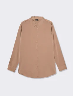 Piazza Italia Camicia basica regular con bottoni ricoperti in tessuto - castoro Grigio Online