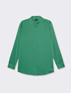 Piazza Italia Camicia basica regular con bottoni ricoperti in tessuto - prato Verde Clearance