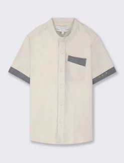 Piazza Italia Camicia con collo coreano - Sabbia Beige Clearance